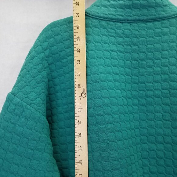 T By Talbots Sweatshirt Women’s XL Quilted Mock Neck Pullover Green Curved Hem - Picture 10 of 12